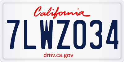 CA license plate 7LWZ034