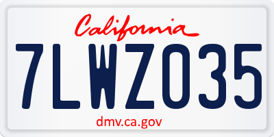 CA license plate 7LWZ035