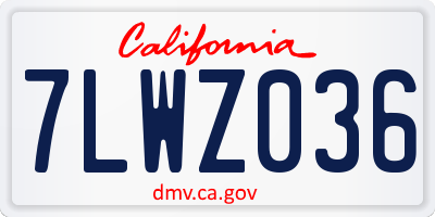 CA license plate 7LWZ036