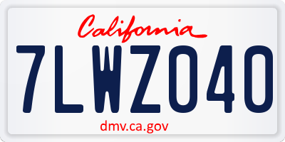 CA license plate 7LWZ040