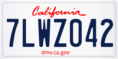 CA license plate 7LWZ042