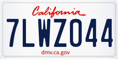 CA license plate 7LWZ044