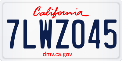 CA license plate 7LWZ045