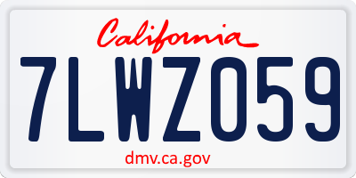 CA license plate 7LWZ059