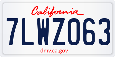 CA license plate 7LWZ063