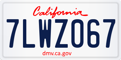 CA license plate 7LWZ067