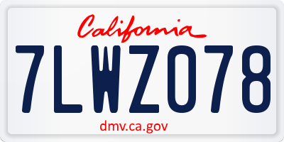 CA license plate 7LWZ078