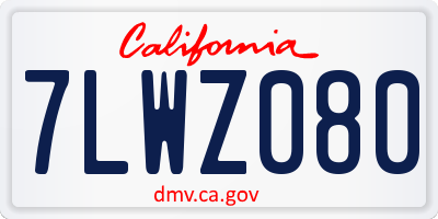 CA license plate 7LWZ080