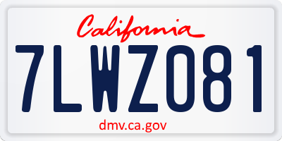 CA license plate 7LWZ081
