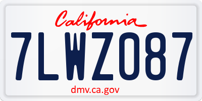 CA license plate 7LWZ087