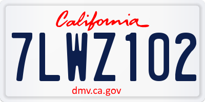 CA license plate 7LWZ102