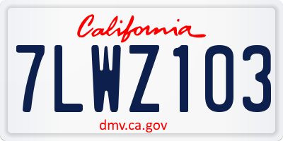 CA license plate 7LWZ103