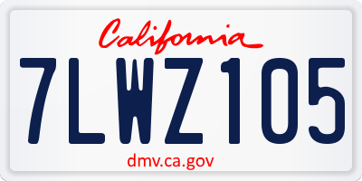 CA license plate 7LWZ105