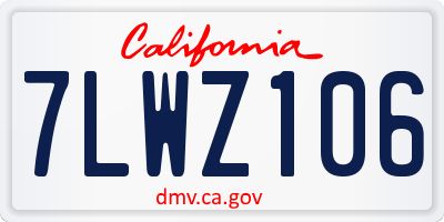 CA license plate 7LWZ106