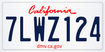 CA license plate 7LWZ124