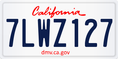 CA license plate 7LWZ127