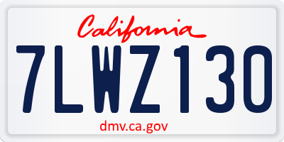 CA license plate 7LWZ130