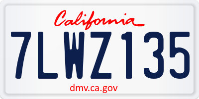 CA license plate 7LWZ135