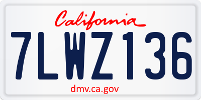 CA license plate 7LWZ136