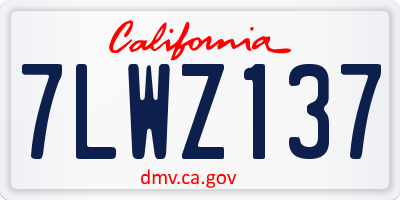 CA license plate 7LWZ137