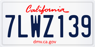 CA license plate 7LWZ139