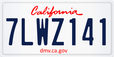 CA license plate 7LWZ141