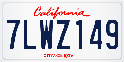 CA license plate 7LWZ149
