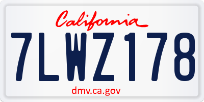 CA license plate 7LWZ178