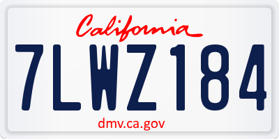 CA license plate 7LWZ184