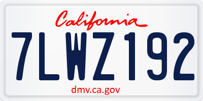 CA license plate 7LWZ192