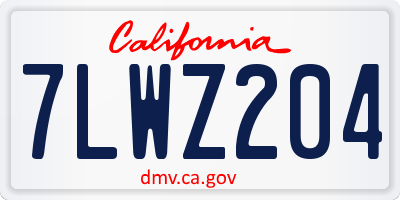 CA license plate 7LWZ204