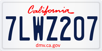 CA license plate 7LWZ207