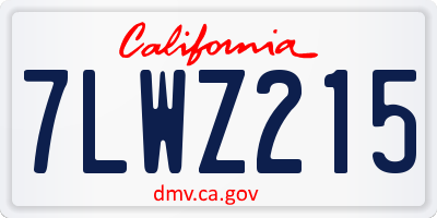 CA license plate 7LWZ215