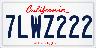 CA license plate 7LWZ222