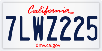 CA license plate 7LWZ225