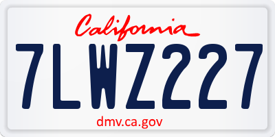 CA license plate 7LWZ227