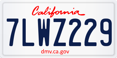 CA license plate 7LWZ229
