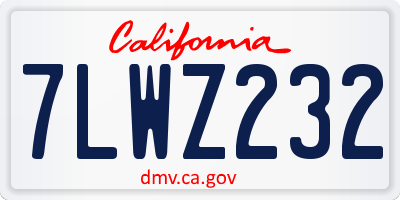 CA license plate 7LWZ232