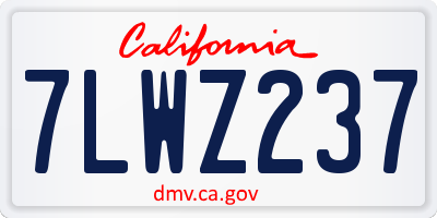 CA license plate 7LWZ237