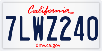 CA license plate 7LWZ240
