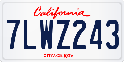 CA license plate 7LWZ243