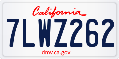 CA license plate 7LWZ262