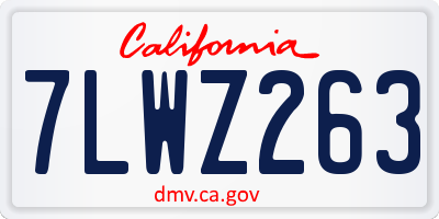 CA license plate 7LWZ263