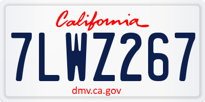 CA license plate 7LWZ267