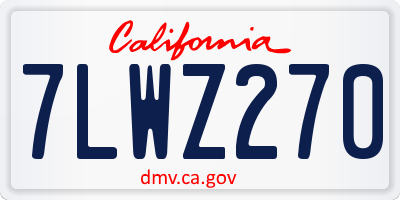 CA license plate 7LWZ270