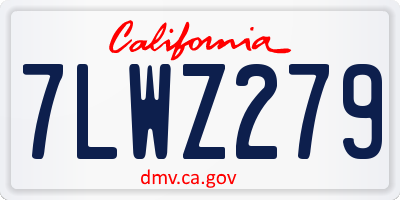 CA license plate 7LWZ279