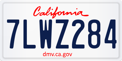 CA license plate 7LWZ284