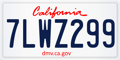 CA license plate 7LWZ299