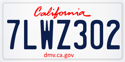CA license plate 7LWZ302