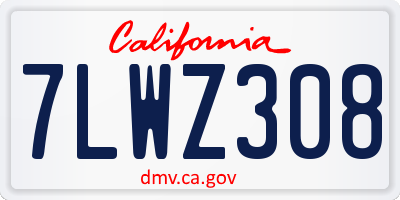 CA license plate 7LWZ308